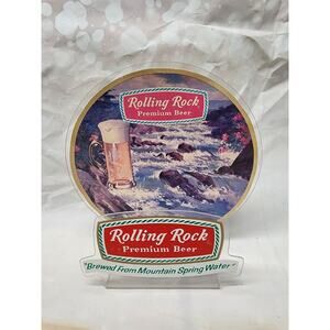 Vintage 1970s Rare Rolling Rock Premium Beer Clear Plastic Napkin Holder